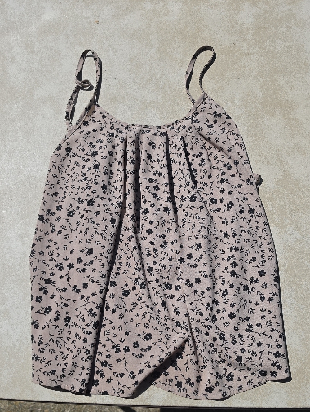 Floral Spaghetti Strap Tank Top in Dusty Mauve with Black Print